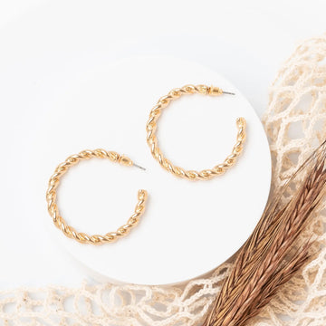 Dynamic Gold-tone Spiral Twisted Hoops Judson