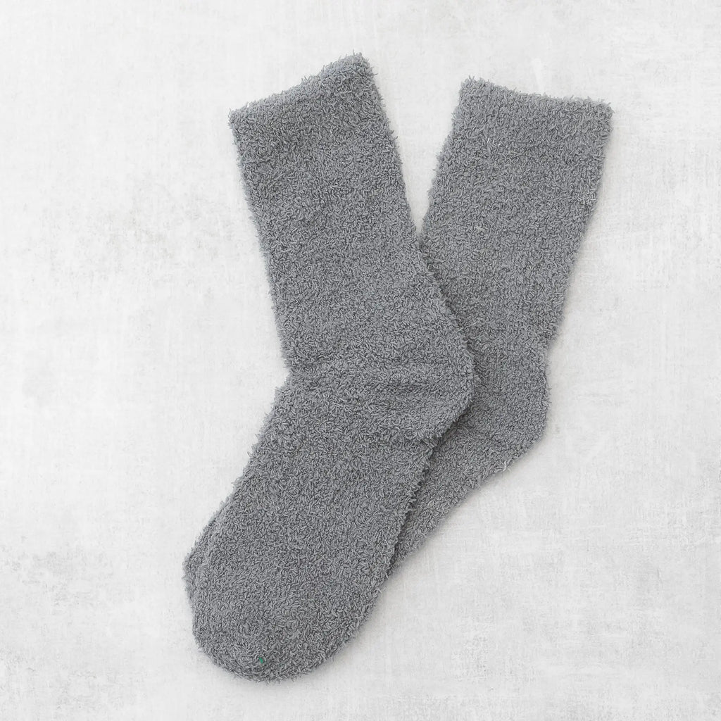 Plush Knit Socks Mid-Rise Solid Basic Gray Amazingly Super Snuggly Judson